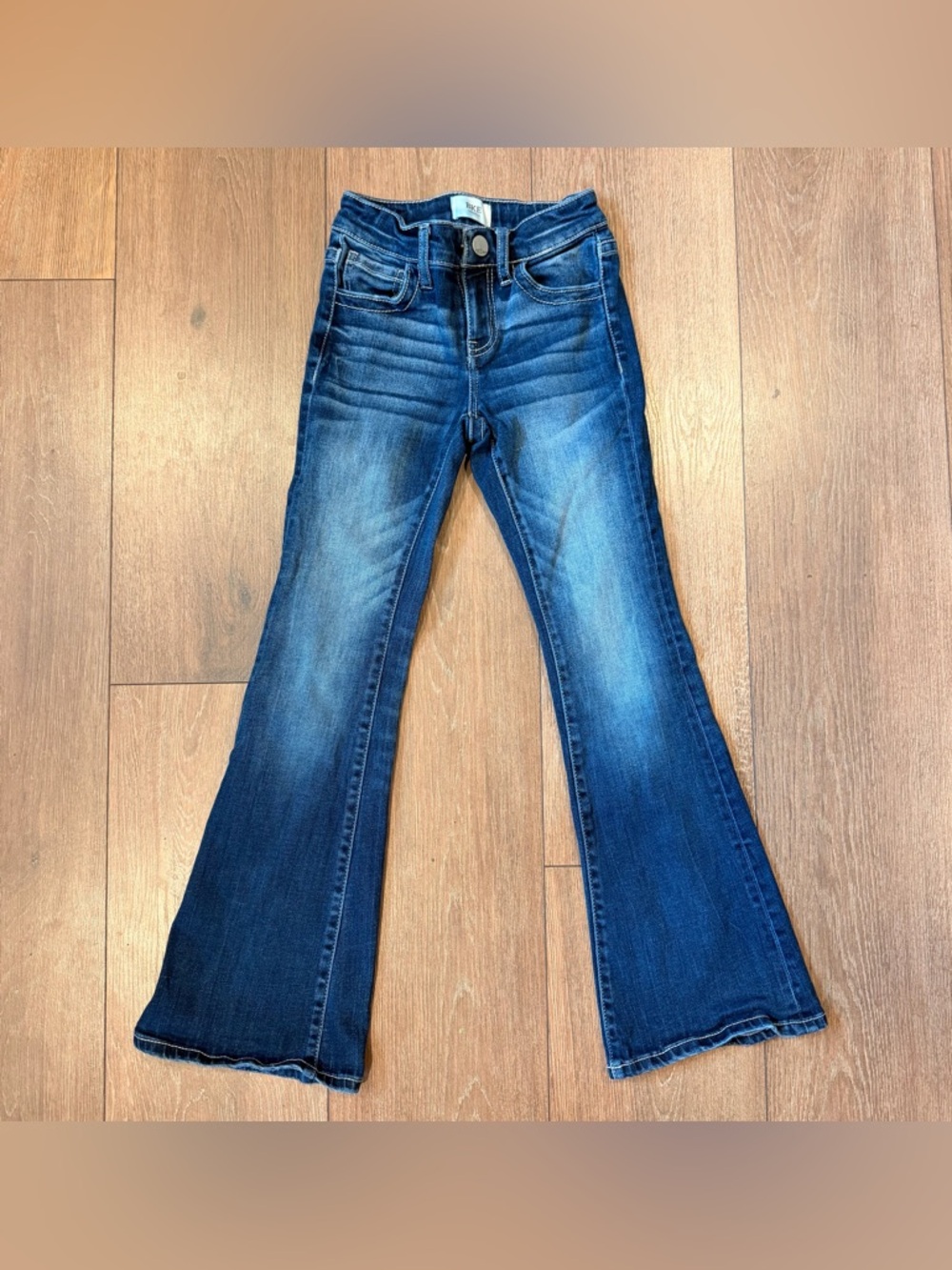 BKE Youth Girls Flare Jeans Size 6 Medium Wash Stretch Denim